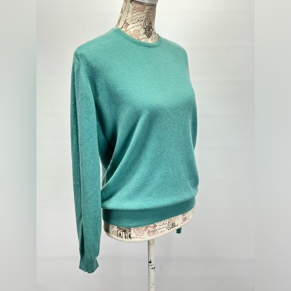 CHARTER CLUB Aqua blue 💯 Cashmere crew‎ neck sweater size M - Picture 6 of 12